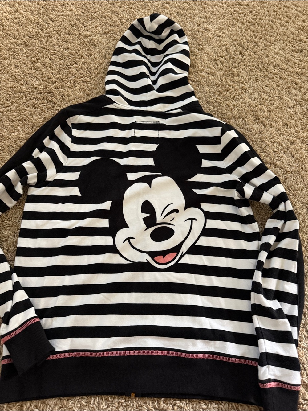 Disney Black & White Striped Mickey Mouse Hoodie